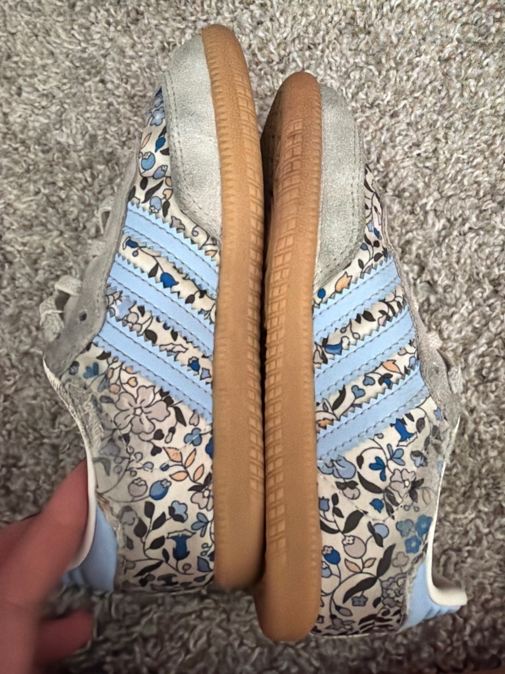 Adidas x Liberty London Samba Kids Floral Blue Suede Gum Sole Sneakers 10K - Picture 3 of 6